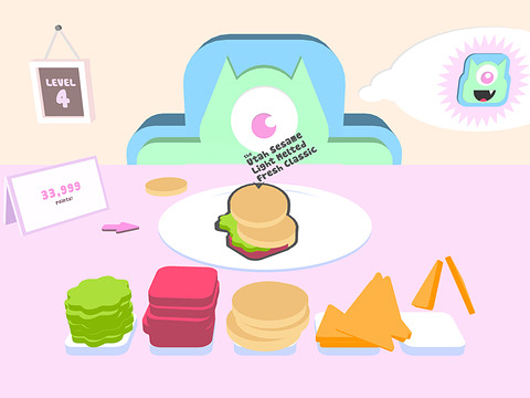 Gameplay screenshots of the Monster want burger for iPad, iPhone or iPod.