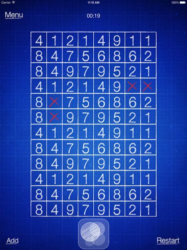 Gameplay screenshots of the Numbers puzzle for iPad, iPhone or iPod.
