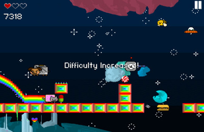 Gameplay screenshots of the Nyan Cat Adventure for iPad, iPhone or iPod.