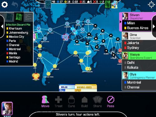 Gameplay screenshots of the Pandemic: The board game for iPad, iPhone or iPod.