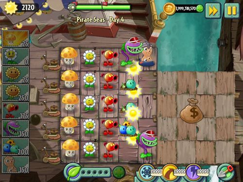 Gameplay screenshots of the Plants vs. zombies 2: Big wave beach for iPad, iPhone or iPod.