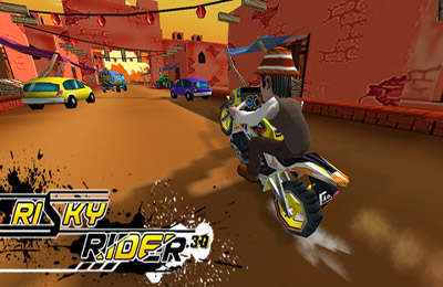 Gameplay screenshots of the Risky Rider 3D (Motor Bike Racing Game / Games) for iPad, iPhone or iPod.