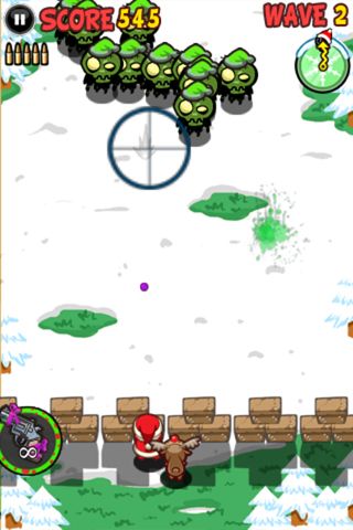 Gameplay screenshots of the Santa vs. zombies for iPad, iPhone or iPod.