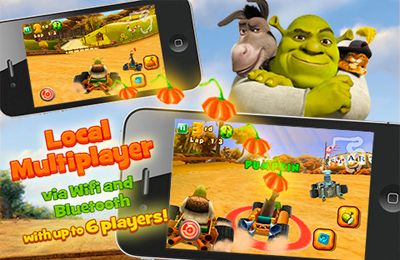 Gameplay screenshots of the Shrek Kart for iPad, iPhone or iPod.