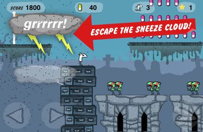 Gameplay screenshots of the Sneezeman:Escape From Planet Sneeze for iPad, iPhone or iPod.