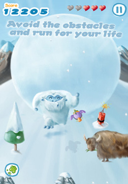 Gameplay screenshots of the Snowball Run for iPad, iPhone or iPod.