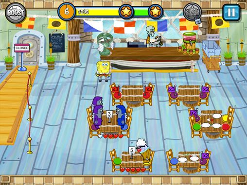 Gameplay screenshots of the Sponge Bob: Diner dash for iPad, iPhone or iPod.