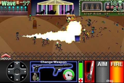 Gameplay screenshots of the Stickbo zombies for iPad, iPhone or iPod.