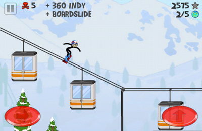 Gameplay screenshots of the Stickman Snowboarder for iPad, iPhone or iPod.