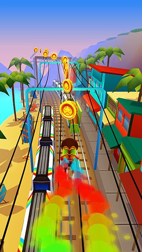 Gameplay screenshots of the Subway surfers: Hawaii for iPad, iPhone or iPod.