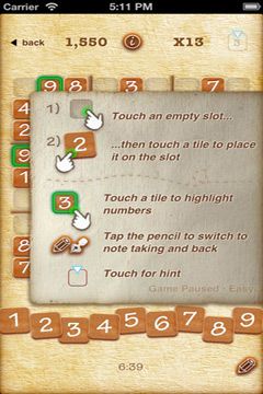 Gameplay screenshots of the Sudoku + for iPad, iPhone or iPod.