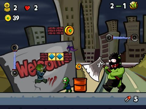 Gameplay screenshots of the Super zombie ninja vs. zombies world for iPad, iPhone or iPod.