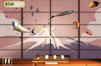 Gameplay screenshots of the Sushi Chop for iPad, iPhone or iPod.
