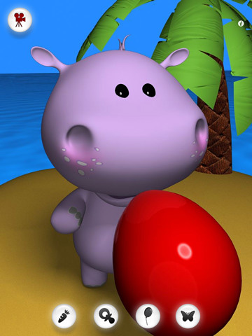 Gameplay screenshots of the Talking baby hippo for iPad, iPhone or iPod.