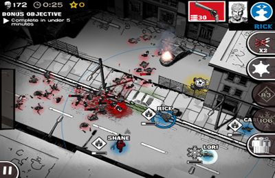 Gameplay screenshots of the The Walking Dead: Assault for iPad, iPhone or iPod.