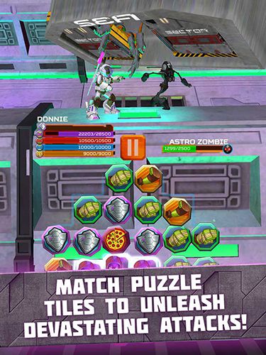Gameplay screenshots of the TMNT battle match: Ninja Turtles for iPad, iPhone or iPod.