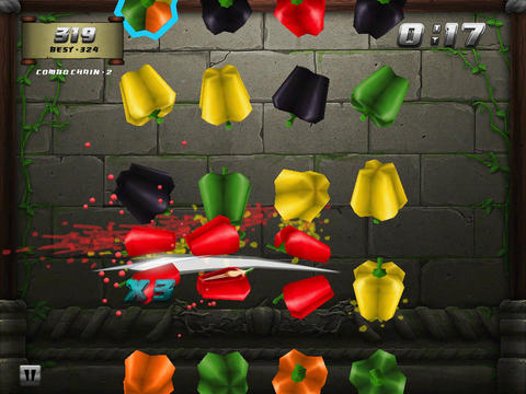 Gameplay screenshots of the Veggie samurai for iPad, iPhone or iPod.