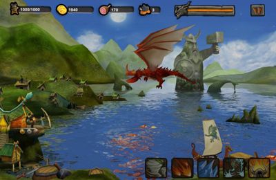 Gameplay screenshots of the Vikings vs. Dragons for iPad, iPhone or iPod.