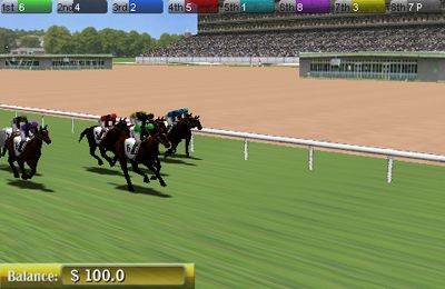 Gameplay screenshots of the Virtual Horse Racing 3D for iPad, iPhone or iPod.