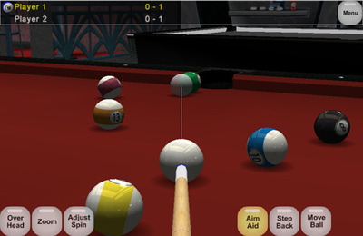 Gameplay screenshots of the Virtual Pool Online for iPad, iPhone or iPod.