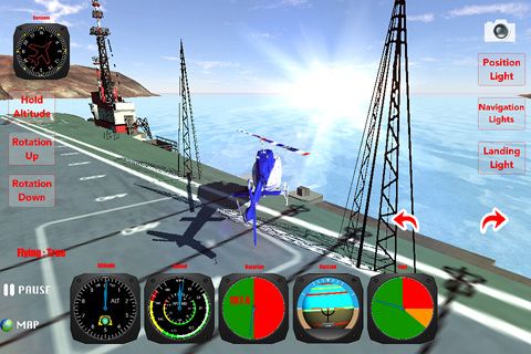 Gameplay screenshots of the Helicopter: Flight simulator 3D for iPad, iPhone or iPod.