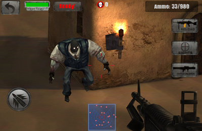 Gameplay screenshots of the Zombie Jeep Gunner for iPad, iPhone or iPod.