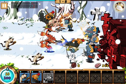 Gameplay screenshots of the 9 Heroes defence: Zombie invasion for iPad, iPhone or iPod.