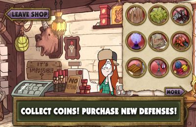 Gameplay screenshots of the Gravity Falls Mystery Shack Attack for iPad, iPhone or iPod.