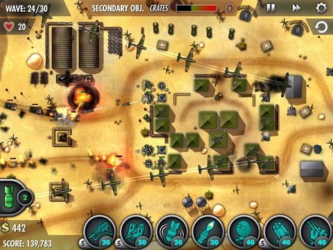 Gameplay screenshots of the iBomber: Defense Pacific for iPad, iPhone or iPod.
