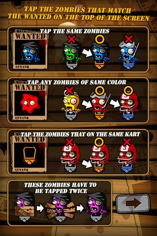 Gameplay screenshots of the Wanted zombies for iPad, iPhone or iPod.