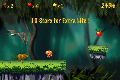 Gameplay screenshots of the Jungle runner for iPad, iPhone or iPod.