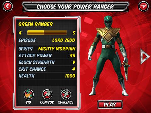 Gameplay screenshots of the Power rangers legends for iPad, iPhone or iPod.