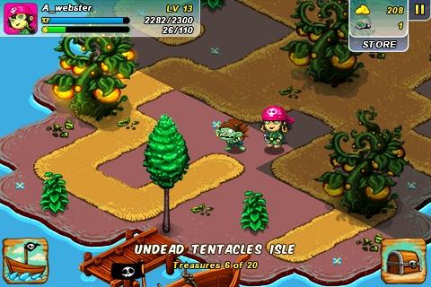 Gameplay screenshots of the Zombie isle for iPad, iPhone or iPod.
