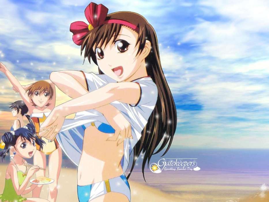 Anime, Girls, Sea, Beach