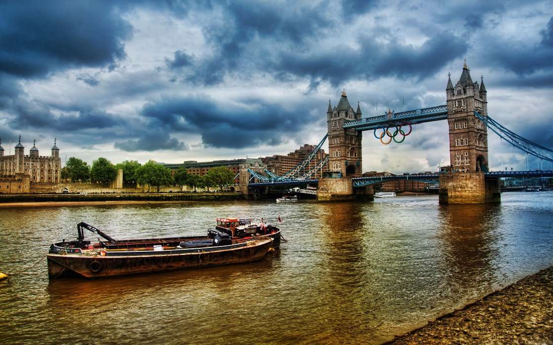 Architecture, London, Bridges, Landscape, Rivers
