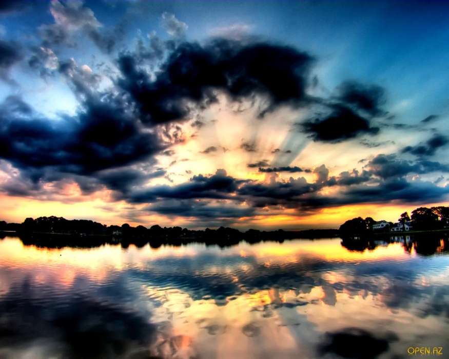 Landscape, Water, Sunset, Sky, Art