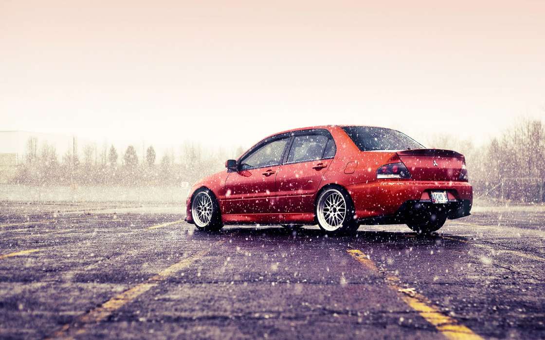 Auto, Mitsubishi, Snow, Transport