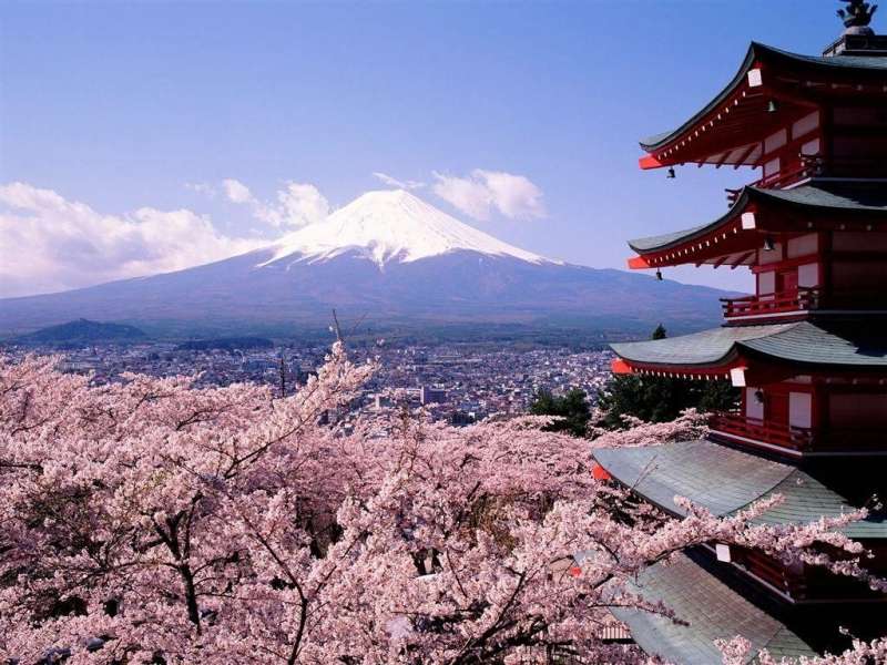 Asia,Mountains,Landscape,Sakura