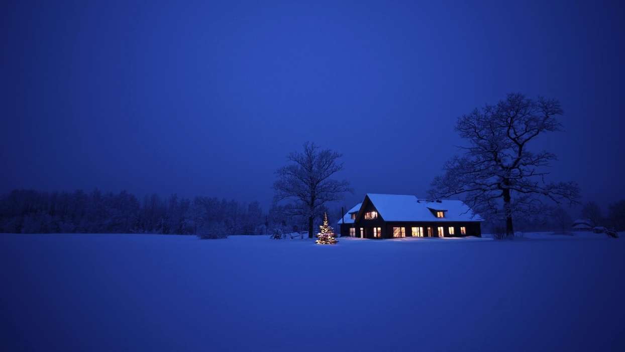 Houses, New Year, Landscape, Holidays, Christmas, Xmas, Snow, Winter