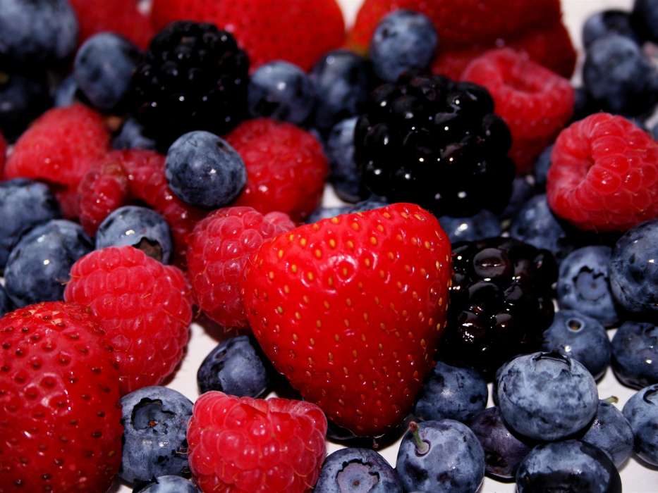 Fruits, Food, Strawberry, Bilberries, Berries