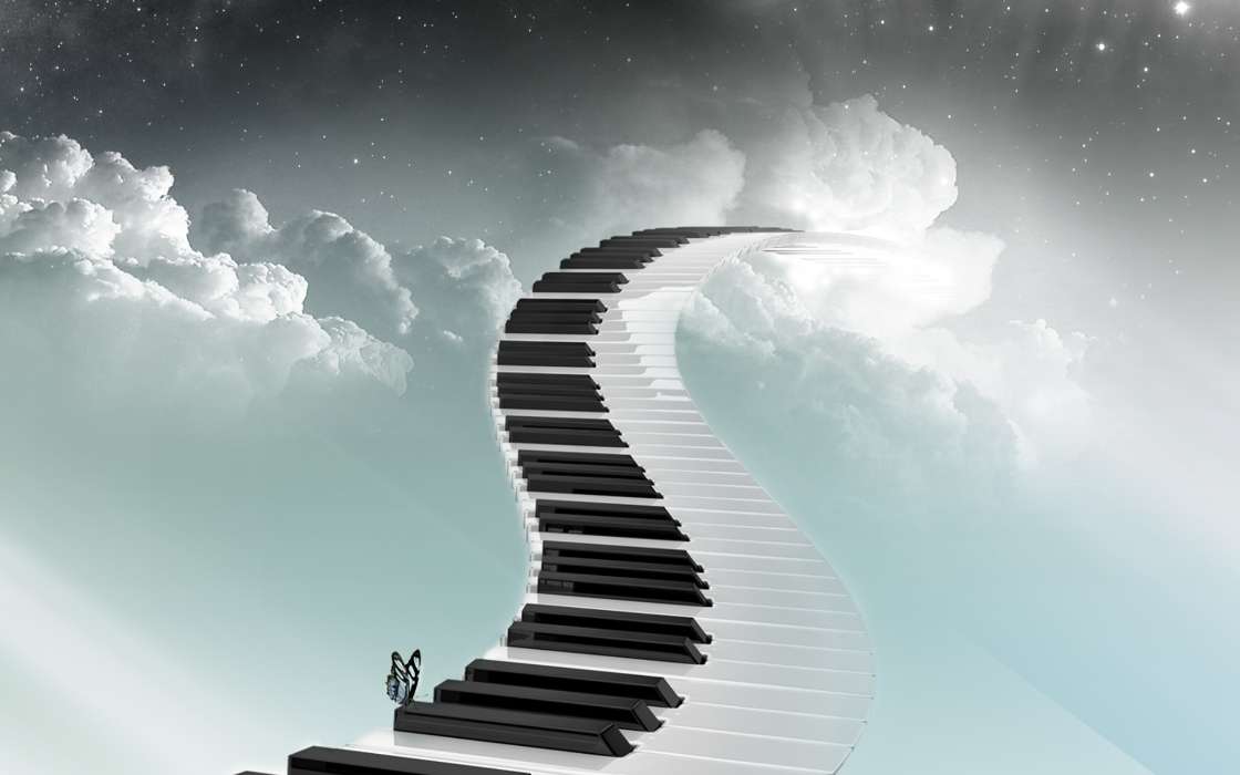 Fantasy, Background, Piano, Sky, Clouds