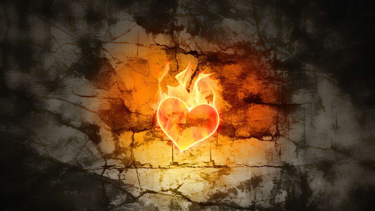 Background, Fire, Hearts