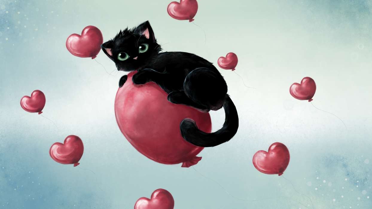 Cats, Pictures, Balloons, Animals