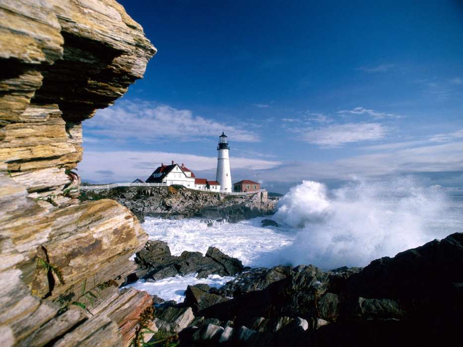 Lighthouses,Sea,Landscape,Nature