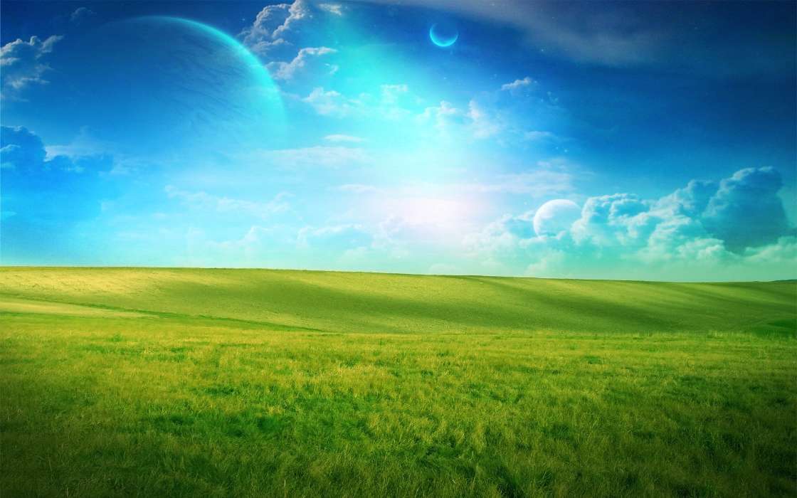 Landscape, Grass, Sky
