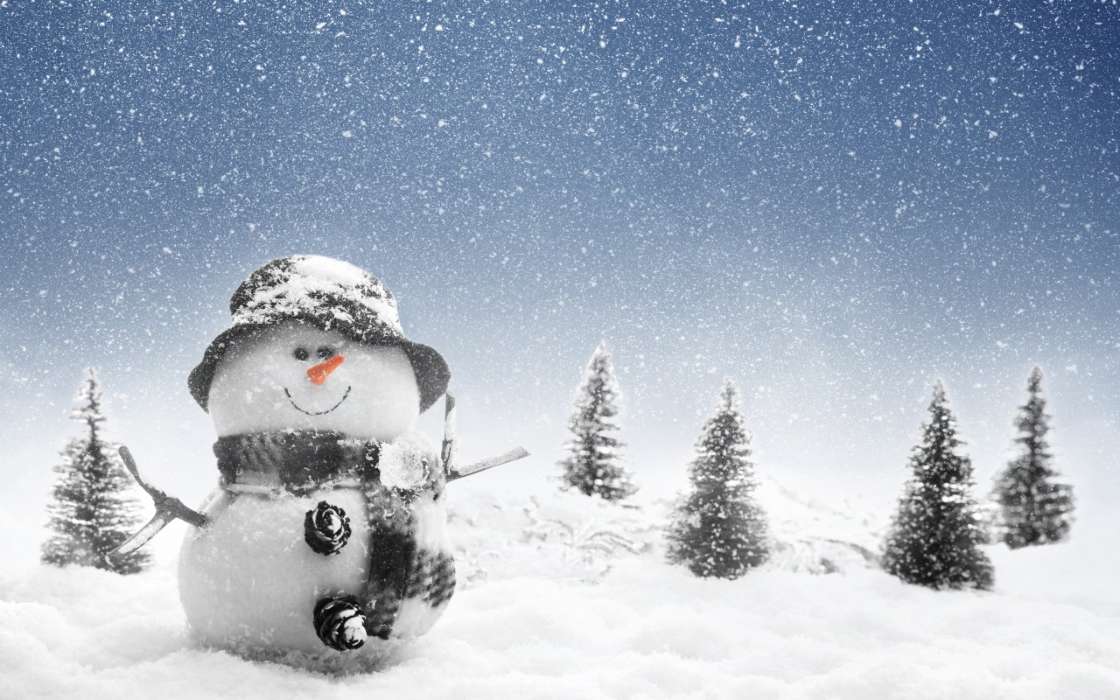 Snowman, New Year, Holidays, Snow, Winter
