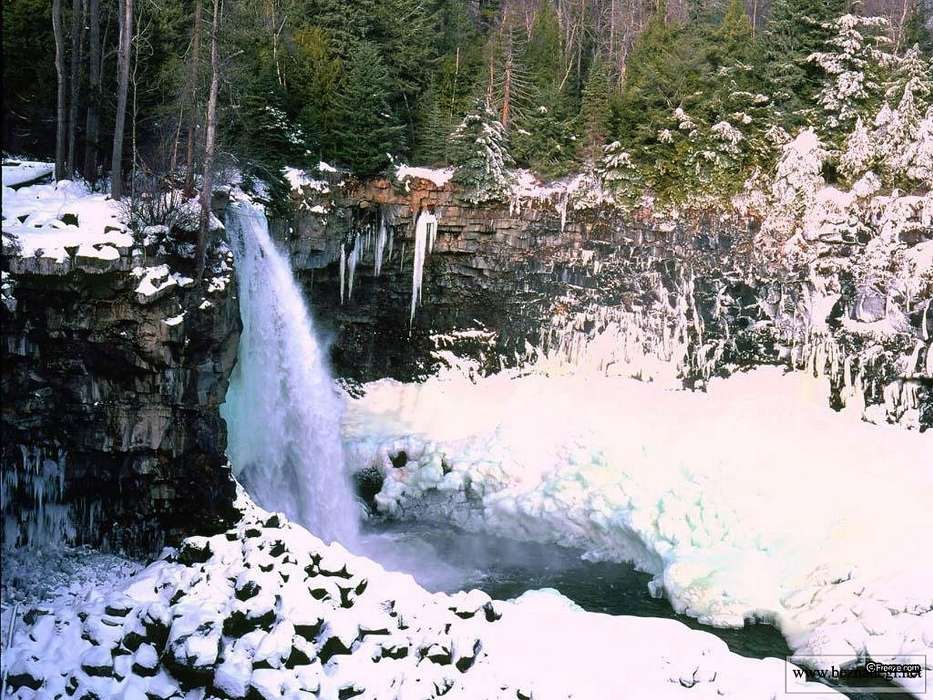Landscape, Winter, Nature, Waterfalls, Snow