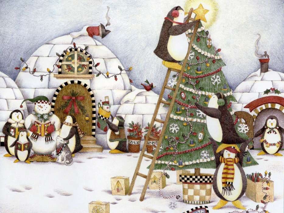 Pinguins, Holidays, Pictures, Christmas, Xmas, Snow
