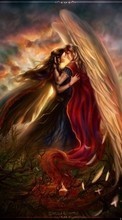 New mobile wallpapers - free download. Angels, Girls, Fantasy, Love, People, Men, Kisses picture and image for mobile phones.