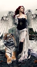 New mobile wallpapers - free download. Angels, Girls, Fantasy, People, Tigers, Animals picture and image for mobile phones.